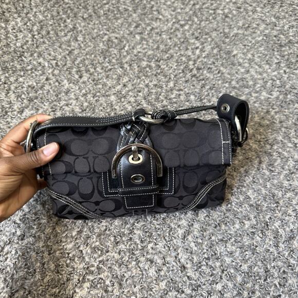 Coach 6280 Y2k Black Soho Signature Monogram Shoulder Bag 90s Small Vintage - Picture 5 of 16